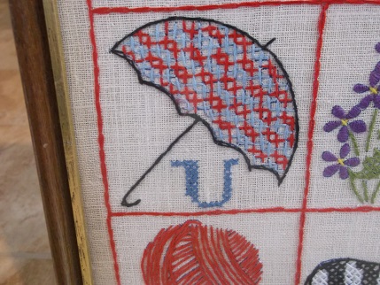 Vintage ABC embroidery- umbrella