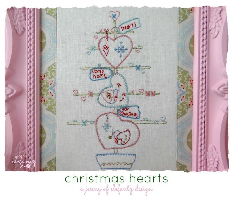 Elefantz Christmas Hearts stitchery