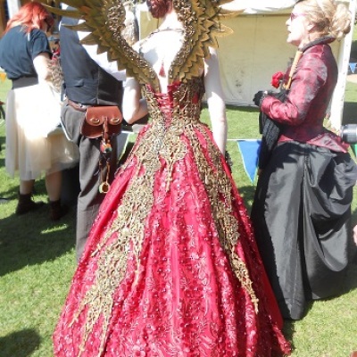 Steampunk red dress with wings 1