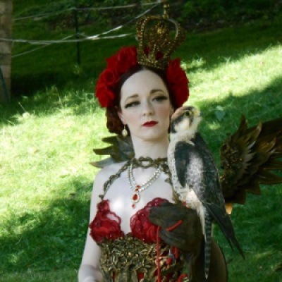 Steampunk red dress with wings 4